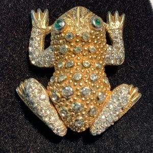 Vintage Nettie Rosenstein Rhinestone Frog